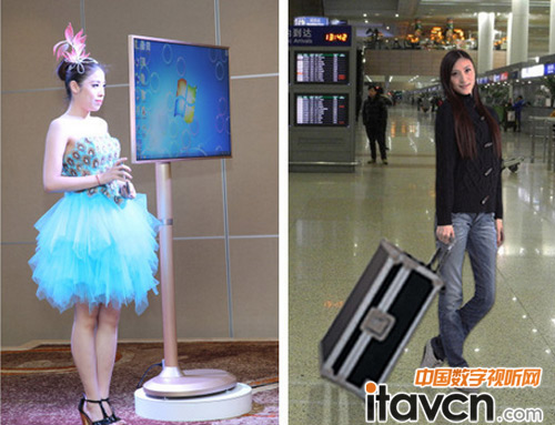 保千里移動大電腦電視廣告機現(xiàn)場演示