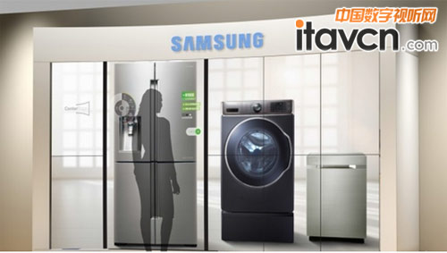 三星打開交互式數字標牌視頻墻兜售電器