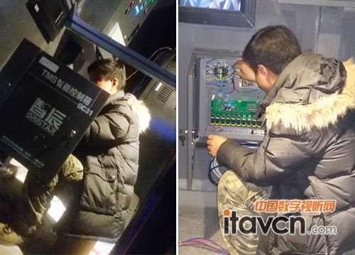 辰星科技工程師在吉視傳媒國際影城現(xiàn)場安裝調(diào)試TMS控制箱